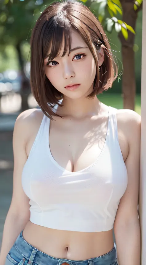 ((((masutepiece, Best Quality, High resolution)))), extremely detailed 8K, Beautiful girl with plump body, (Ultra HD, Ultra-detailed, Highly detailed, Highly realistic, Ultra-realistic, photos realistic), (1girl in:1.5), (realistic white hair), short wavy ...