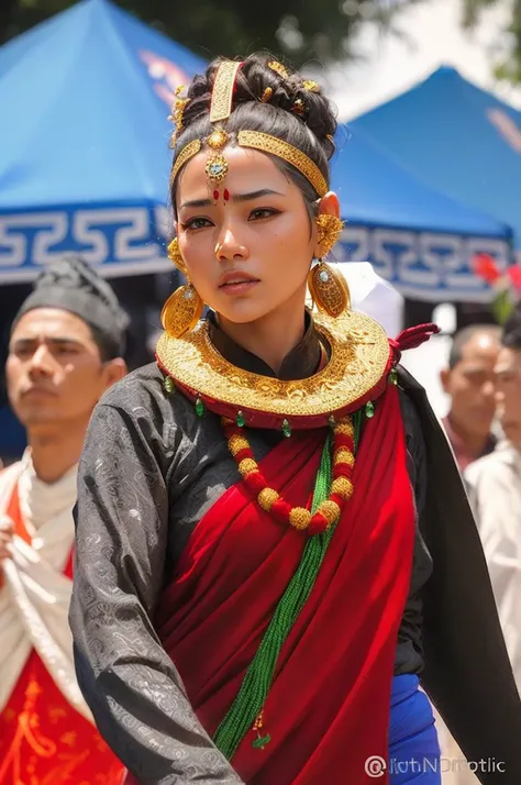 sikkim hindu girl, 25-year-old, traditional dress, gentle sun lighting on face , intricate facial details, flawless complexion, top-notch 3D rendering, hyper-realistic, shot on hilly road. photorealistic digital art trending on Artstation 8k HD high defini...