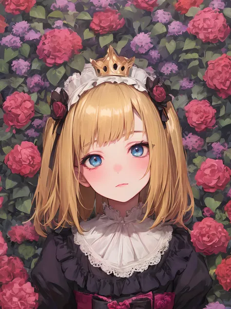 blonde bob europe lolita well-groomed face cute pink gorgeous background princess flower garden