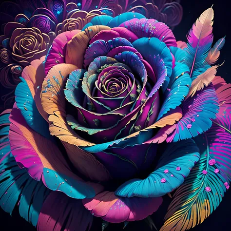 Riff Style 2 (top-quality, Best Quality, Official art, Plants and bird feathers, Beautiful and aesthetic flowers:1.2), (roses:1.3), Extremely detailed,(Fractal Art:1.1),(Colorful:1.1)(Flowers:1.3),highest details,(Zentangle:1.2), (Dynamic Pose), (Colorful ...