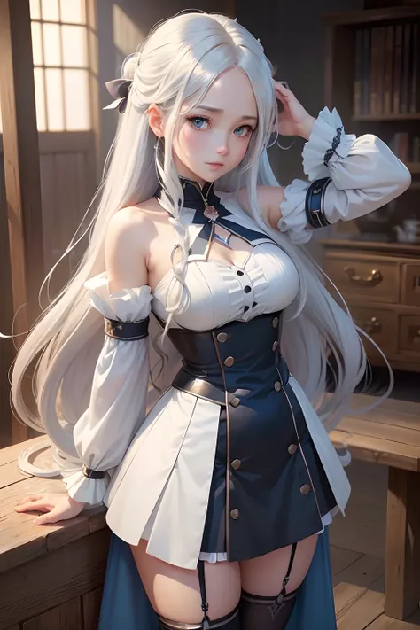 ((Best quality, 8K, Best Masterpiece)) Anime characters with long gray hair and blue eyes, Anime visuals of young women, Todays featured anime stills, God of white hair, offcial art, cute girl anime visuals, popular isekai anime, tsuaii, Marisa Kirisami,.....