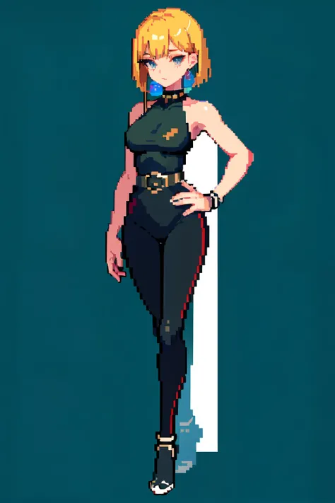 masterpiece, top quality, best quality), pixel,pixel art,fashion girl,full body, tomboy