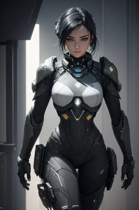 ((best quality)), ((masterpiece)), (detailed:1.4), ..3d, image of a beautiful cyberpunk woman in all black armor,hdr (high dynam...