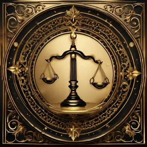 libra symbol, advogado, advocacia, fundo preto, brilhos dourados, alta qualidade, 4k