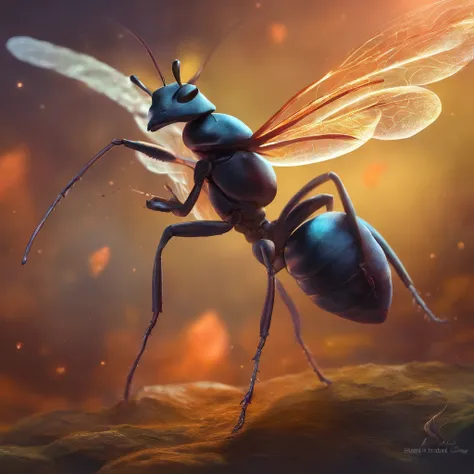 An ant，Profile，in a halloween style，Center composition，（tmasterpiece，Best quality：1.2），the best lights，The best shadow，Render the background, stylized 3d render