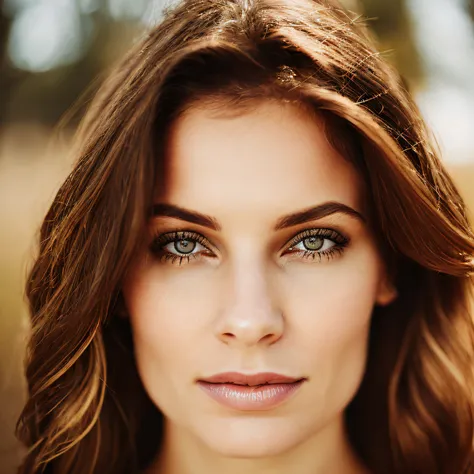 Close-up portrait of a young sexy french woman in revealing fit and flared skirt, in spa, symmetrical face, outdoor lighting, contemplative atmosphere, keen eye