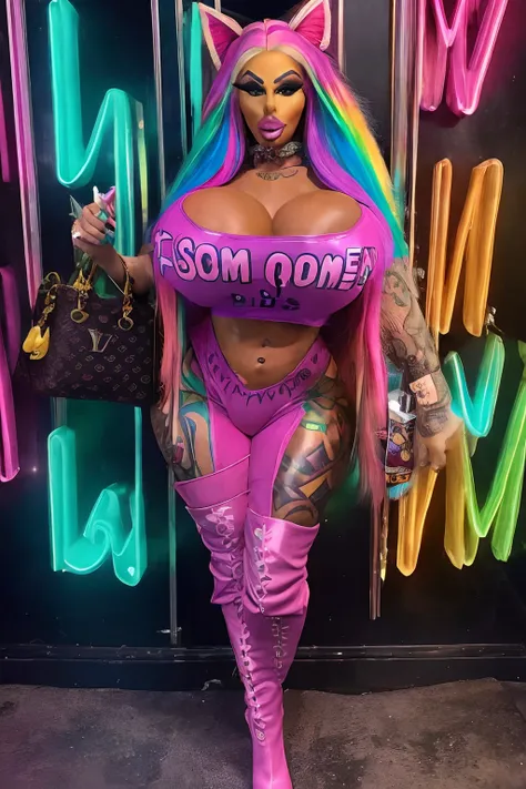 bimbos, mature bimbos, milfs, huge fake lips, huge fake breasts, fake booty, hair extensions, rainbow hair, very long hair, holding louis vuitton bag, fake eyelashes, very fake tan, long eyelashes, louis vuitton bag, drawn on eyebrows, bimbo makeup, tattoo...