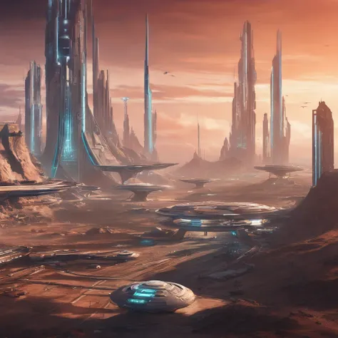 Futuristic sci-fi wasteland style city，Future wars are wasted，flame of war，karo，Wasteland，sci-fy