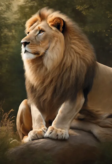 Lion mixed with lamb prompting guidelines:

Screen Principal：
A fierce lion and a gentle lamb intertwined, a harmonious blend of strength and innocence. The lion stands tall and proud, showcasing its majestic mane and powerful body. The lamb, with its soft...