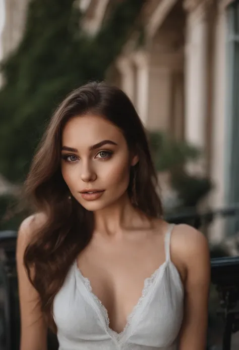 arafed woman with black clothes, girl with brown eyes, portrait sophie mudd, brown hair and large eyes, selfie of a young woman, bedroom eyes, violet myers, without makeup, natural makeup, looking directly at the camera, face with artgram, subtle makeup, s...