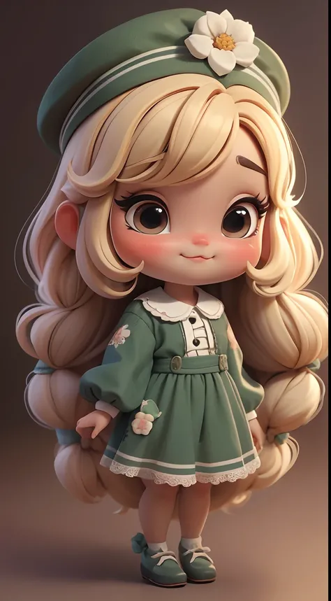 Create a series of cute baby chibi style loli dolls with a cute forest theme, sorridente e fofa, each with lots of detail and in an 8K resolution. All dolls should follow the same solid background pattern and be complete in the image, mostrando o (corpo in...