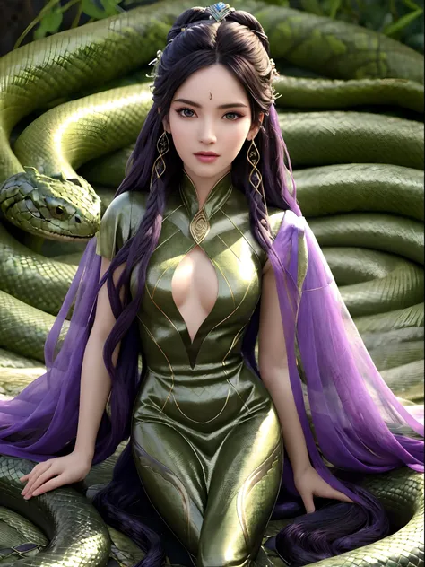 (best quality,4k,8k,highres,masterpiece:1.2),ultra-detailed,(realistic,photorealistic,photo-realistic:1.37),snake woman hybrid,beautiful detailed eyes,beautiful detailed lips,extremely detailed eyes and face,long eyelashes,scales covering the body,slitheri...