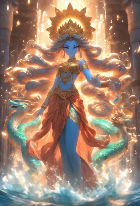 (((ANAHITA)) best quality, ultra-high resolution, 4K detailed CG, masterpiece, Persian Goddess, waters, Persian clothing, Persian mythology, aesthetics, ((Standing Pose)), Beautiful image, centered on screen , full body