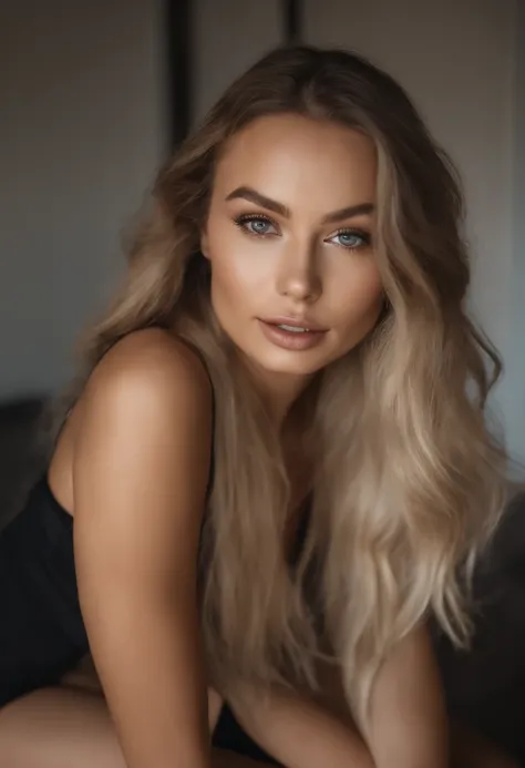 Woman in tank top and matching panties, fille sexy aux yeux bleus, portrait de Sophie Mudd, Portrait de Korina Cope, cheveux blonds et grands yeux, selfie of a young woman, Son maquillage, maquillage naturel, Look directly into the camera, Visages avec art...