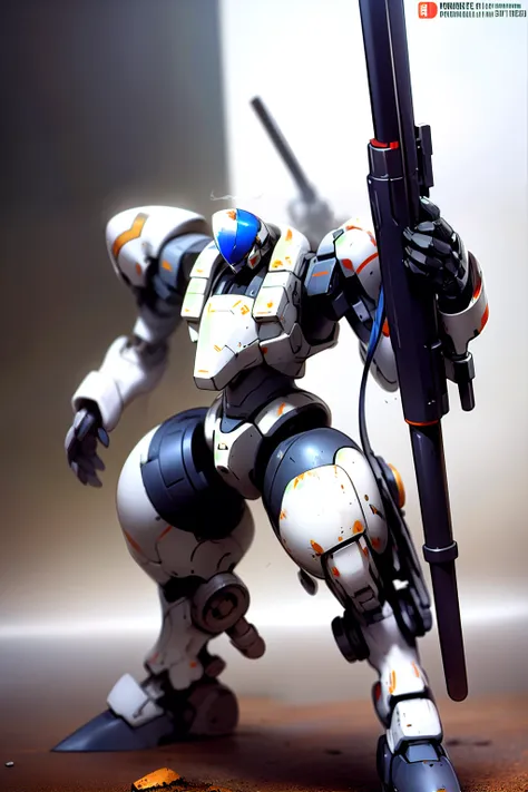 (masterpiece), best quality, 1robot, PD-802, There are various scratches on the armor, including deep and shallow scratches from being hit by bullets in battle.The metal is dirty with soot and smoke and shines dullly.It is a desolate wasteland, and the smo...