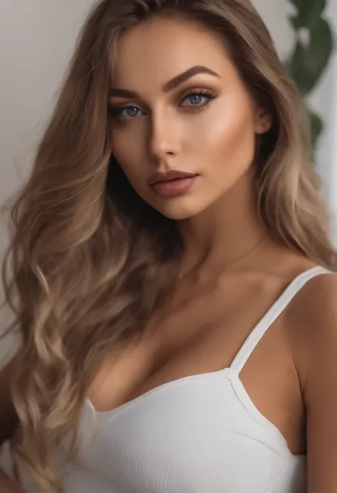 Matching armless woman and panties, Sexy girl with blue eyes, Portrait of Sophie Mudd, Portrait of Korina Cope, With blonde hair and big eyes, Selfie of a young woman, Persons makeup, Natural makeup, Look directly at the camera, Faces with Artgram, Dezente...