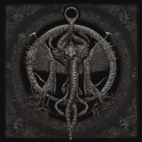 El logo de la banda, craneos de demonios con serpiente, se muestra sobre un fondo negro, Logotipo de la banda de black metal, Asmodeus, Logotipos de metal negro, omnisciente, Simbolismo ortodoxo Diesel punk, Emisivo, black metal album cover, gnosticismo, i...