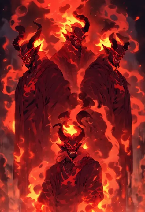 (((Three-Headed Demon))) best quality, ultra-high resolution, 4K detailed CG, masterpiece,Persian demon,Dragon,Persian clothing, Persian mythology, aesthetics, ((three-headed)), Beautiful picture, centered on screen, full body