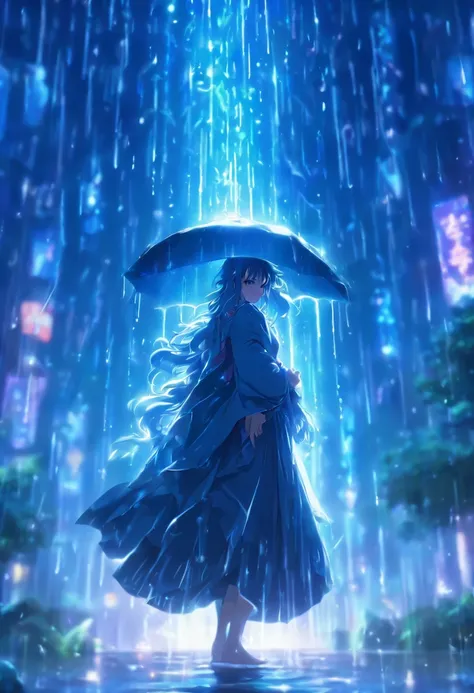 (((rain nature))) best quality, ultra-high resolution, 4K detailed CG, masterpiece,Rain Goddess,nature,raining,rain,Persian clothing,Persian mythology,aesthetics,((Persian Temple)), Beautiful image, centered on the screen