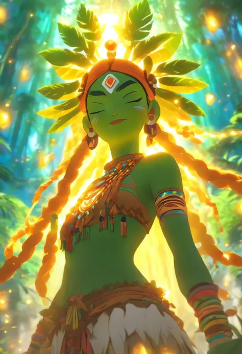 (((Pachamama))) best quality, ultra-high resolution, 4K detailed CG, masterpiece,Inca goddess,Nature,Inca mythology, aesthetics,((standing pose)), Beautiful image, centered on screen, body complete