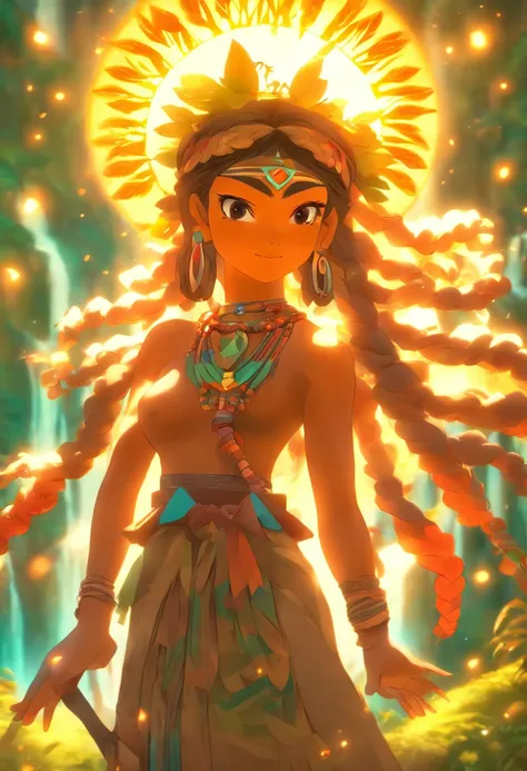 (((Pachamama))) best quality, ultra-high resolution, 4K detailed CG, masterpiece,Inca goddess,Nature,Inca mythology, aesthetics,((standing pose)), Beautiful image, centered on screen, body complete