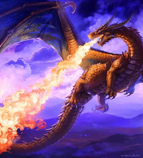 Dragon with fire and flames flying in the sky, dragon breathing fire, firebreathing dragon, firebreathing dragon, dragon breathing fire, dragon blowing fire above, fire dragon, fire flaming dragon serpent, epic dragon, art of dragon, charging through a dra...