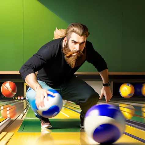 Beaver with beard bowling