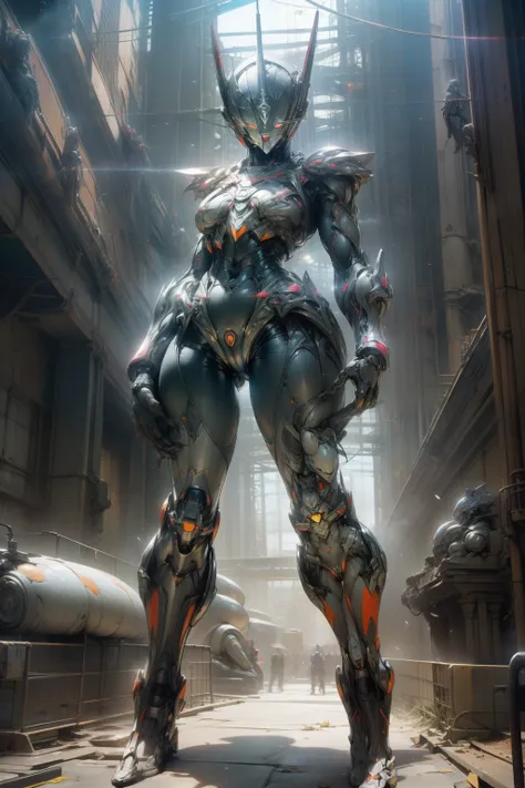 （masterpiece、8k、ultra-delicate、hight resolution），(((female ultraman)))，(((no muscles，large boob)))，(her head is tapering,the bod...