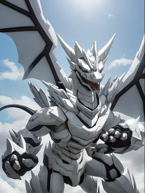 The White Dragon Zord is a magnificent fusion of sleek design and draconic power. Resplendent in white and silver, it boasts aerodynamic wings that grant it swift flight. Its piercing blue eyes exude intelligence and determination, while its silver-scaled ...