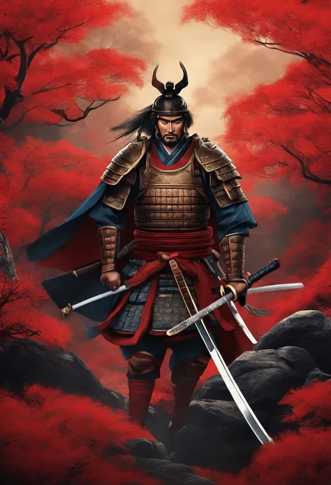 "Create a breathtaking anime-inspired movie poster showcasing the legendary samurai in all his glory."