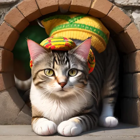 Cat with Jamaican hat