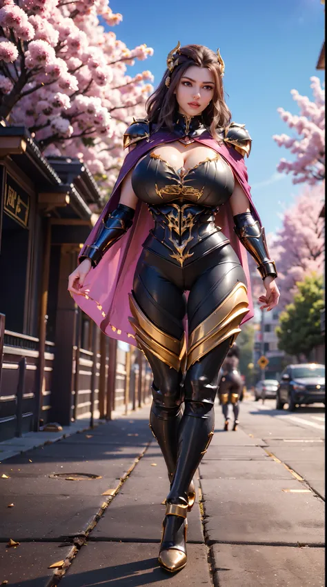 1GIRL, SOLO, (dark hair, hair gold ornament), (HUGE FAKE BOOBS:1.3), (dark-purple), (DRAGON MECHA BATTLE ARMOR, ROYAL CAPE, CLEAVAGE, SKINTIGHT YOGA PANTS, HIGH HEELS:1.5), (GLAMOROUS BODY, SEXY LONG LEGS, FULL BODY:1.5), (FROM FRONT, LOOKING AT VIEWER:1),...