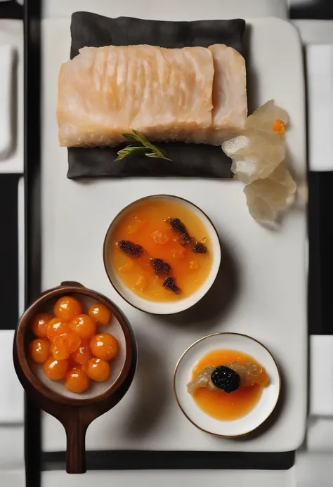 Rockefeller w/ Uni Caviar Ponzu Sauce
Water Plum w/Kumquat trout roe pickled with red onion truffle oil, Insert 1 clock