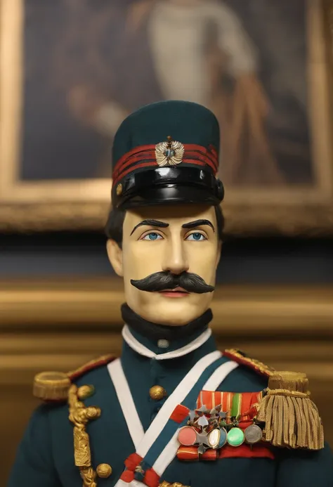 um close up de uma pintura de um homem com uniforme militar, Grand Emperor of the Russian Empire, Majestade em roupas nobres, imperial russia, french emperor, Biedermeier, Retrato de um duque da era vitoriana, 🌻🎹🎼, de Francisco de Holanda, Pedro , the Grea...