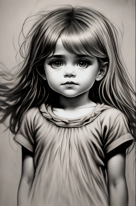 Angel girl in charcoal