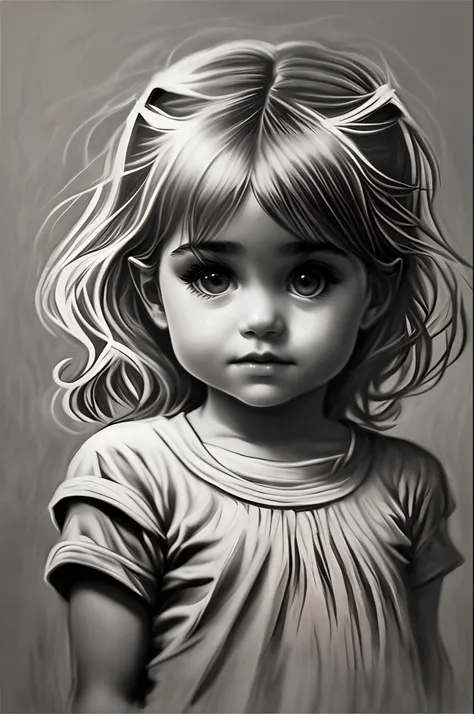 Angel girl in charcoal