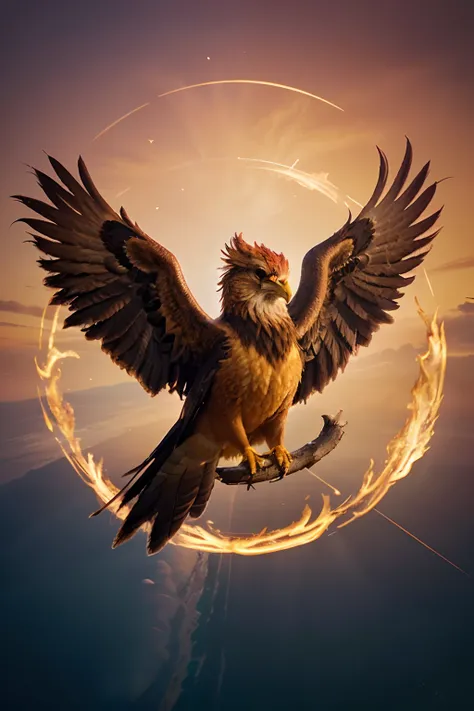 Create a high-definition circular image intended for use as a logo on an Instagram account. Place the Phoenix in the center of the image, maintaining the color theme associated with this majestic bird.