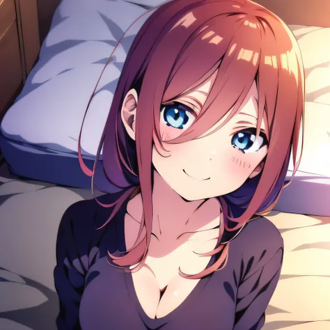 ((masutepiece)), ((Best Quality)), (Ultra-detailed), Anime style, on the bed, Cute little girl s, 1girl in, Solo,  ((Beautiful eyes))0, Smile