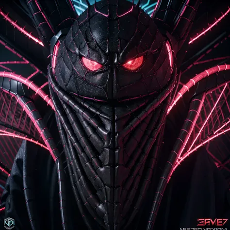 aranha gigante deformada ungoliant, estilo cyber, cores neon, Aggressive and adult dark themed poster, sem humanos cinematic view