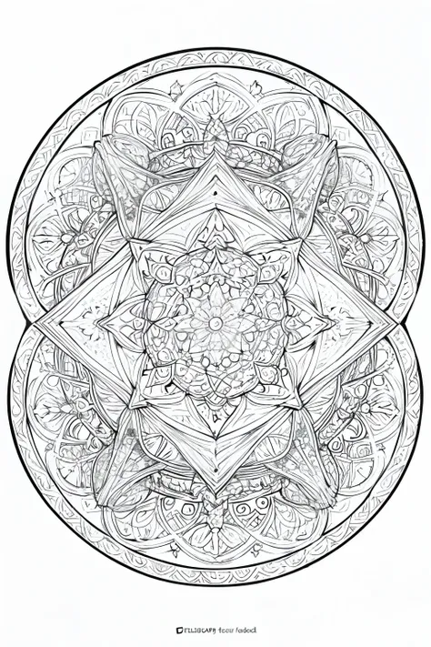 Mindfulness mandala for coloring book, ((white background))