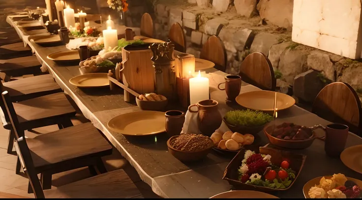 Mesa de boda do rei, tempo de jesus, ultra realistic, HDR, cinemactic, UHD