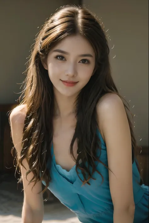 elegant and beautiful woman，sweet smile looking at camera best quality hd fair skin