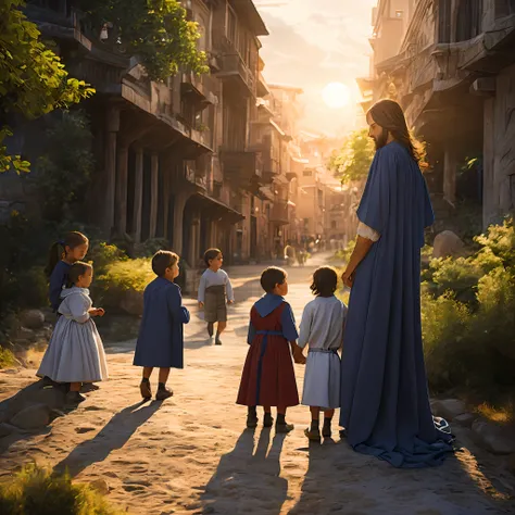 Modern world Having predestined us for adopted children by Jesus Christ, for himself, according to the good pleasure of his will, 8k, RAW photo, best quality, masterpiece: 1.5, ultra high resolution, photorealistic: 1.5, cinematic light, soft volumetric li...