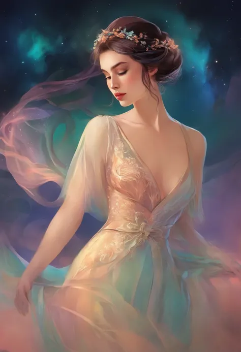 chiaroscuro technique on sensual illustration of an elegant woman, vintage ,silky dress, matte painting, by John Singer Sargent, by Harumi Hironaka, extremely soft colors, vibrant, pastel, highly detailed, digital artwork, high contrast, dramatic, refined,...