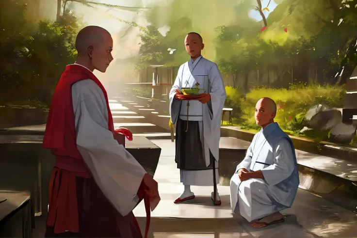 image of a monk with his disciple talking