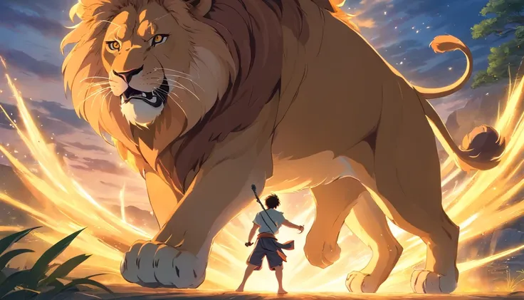 Unique image Samson fighting with a lion,pintura 4k HD