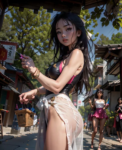 Araffe mujer con un vestido de pie en una esquina de la calle, beautiful asian girl, beautiful Asian woman, Asian girl, Chica china, Hermosa modelo china, asian female, with beautiful exotic, Pose atractiva, sexy girl, Hermosa mujer oriental, pose sexy, yo...