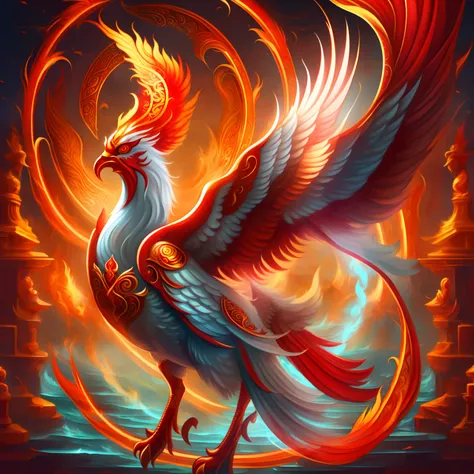 The red phoenix, which is a symbol of auspiciousness and peace, is also the embodiment of loyalty and chastity, or the embodiment of bravery and wisdom, driving the red flame endlessly, painting cutely