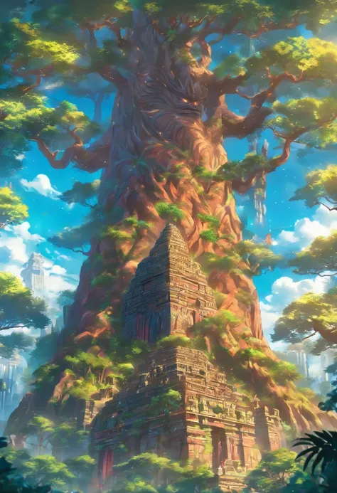 (((Tāne Mahuta))) best quality, ultra-high resolution, 4K detailed CG, masterpiece,maori god,tree god,aesthetics,sumeria, ((tree goddess)), beautiful image, screen-centered,