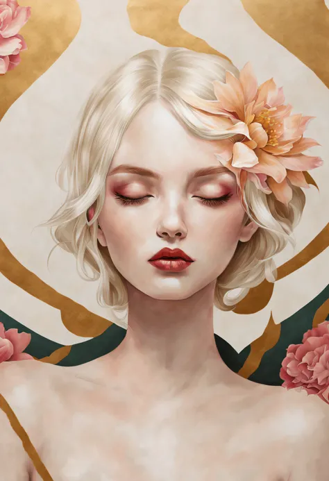 chiaroscuro technique on sensual illustration of an elegant , retro and vintage ,silky flower around body, matte painting, by Hannah Dale, by Harumi Hironaka, extremely soft colors, vibrant, pastel, highly detailed, digital artwork, high contrast, dramatic...